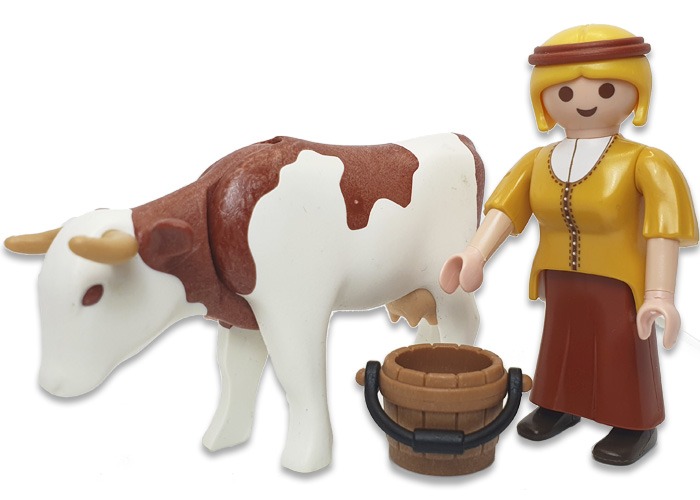 Playmobil Aldeana con vaca playmobil