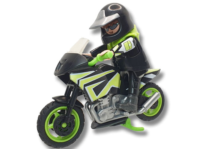 Playmobil Moto verde Carreras con piloto playmobil