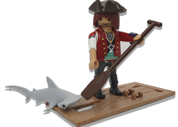 Playmobil Pirata con remo y tiburón playmobil